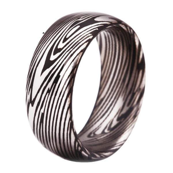 Tungsten Abstract Silver Mens Ring