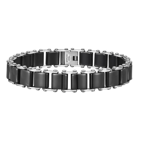 Stainless Steel Silver Black  Bracelet