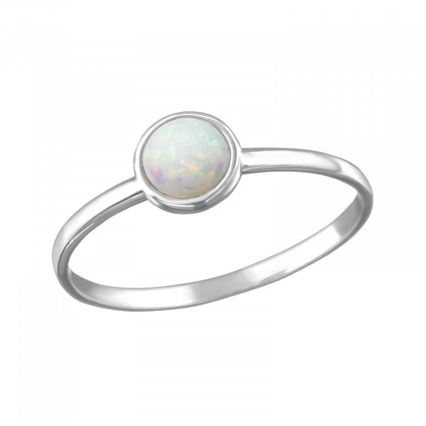 Silver Opal  Round Ring