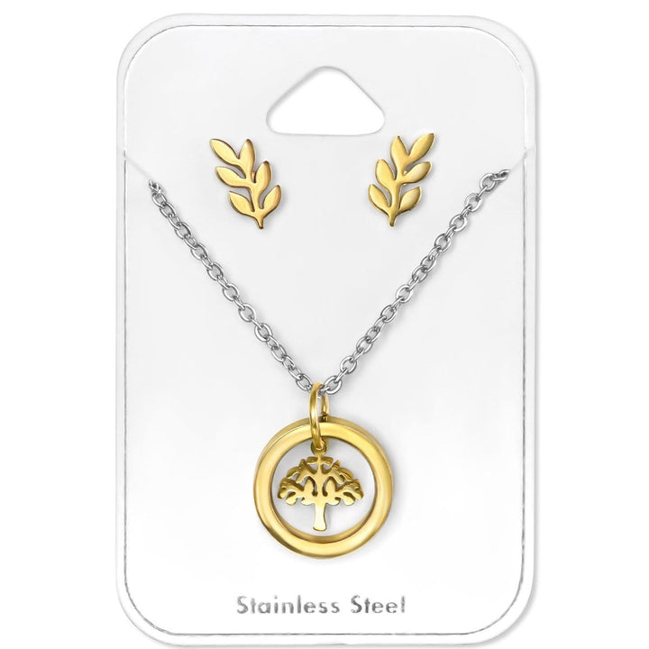 Surgical Steel Gold Plated Tree of Life Set