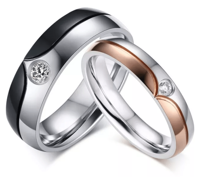 Steel Wedding Engagement Ring for Couple