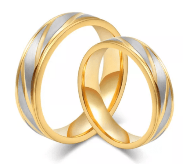 Steel Gold  Wedding  & Engagement  Ring for Couple