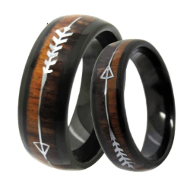 Wood Look Wedding Engagement Ring for Couple