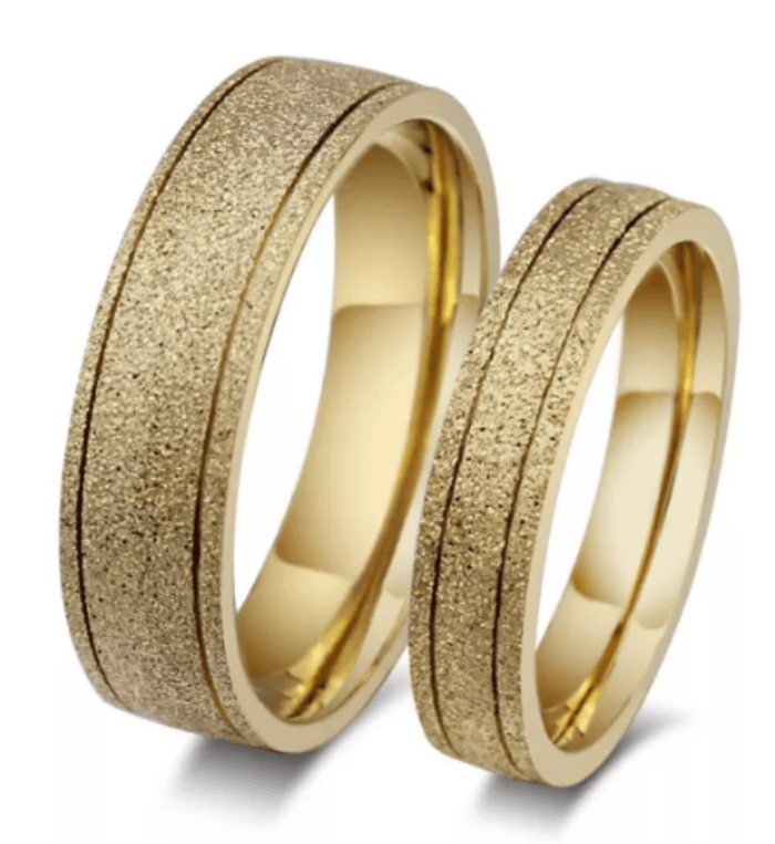  Steel Gold  Sand finish  Wedding Engagement Ring for Couple