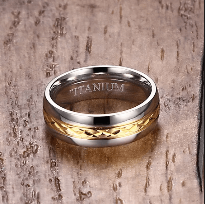 Titanium Gold & Silver Ring