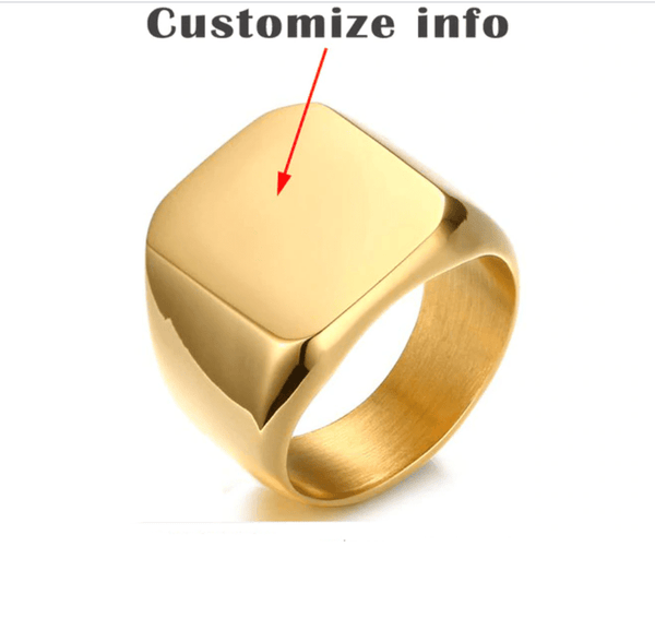 Gold Engraved Signet Rings for Men