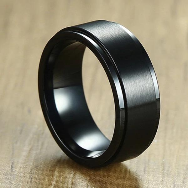 Mens 8mm Black Spinner Rings