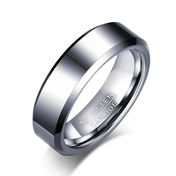 Tungsten Carbide Silver Plated Mens Ring  Black