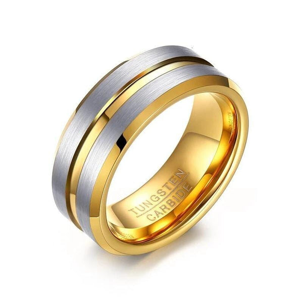 Tungsten Wedding Band For Men Gold