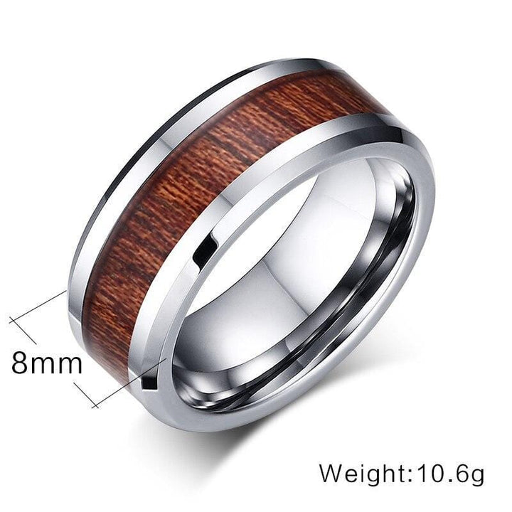 Wood Inlay Tungsten  Wedding Band