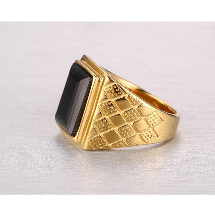 Black Stone Signet Ring For Mens