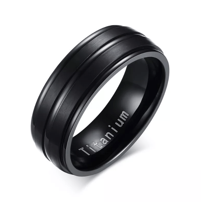 His & Hers Titanium Rings Matching Black Cable Engagement Wedding Rings -  Titanium sets at Elma UK Jewellery